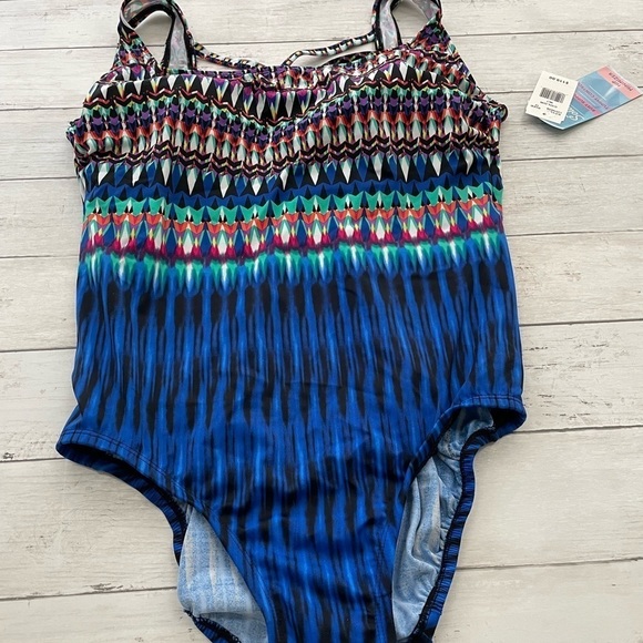 Swim Solution Women's Printed One-Piece Swimsuit 12 bathingsui slimming full - Picture 4 of 11